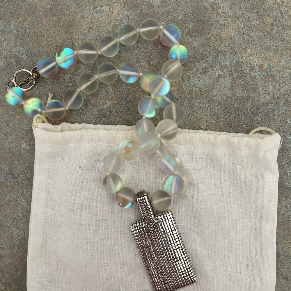 Simon Sebbag Iridescent Beaded Necklace with Silver Accent